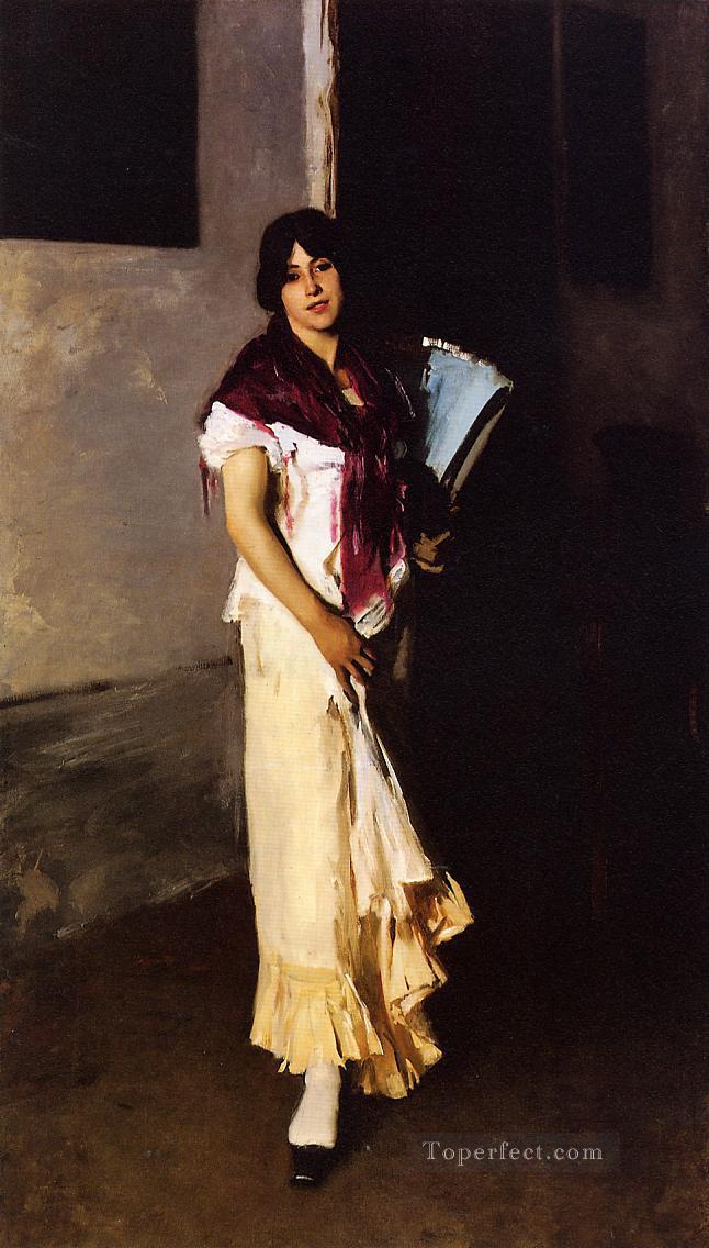 Chica italiana con ventilador retrato John Singer Sargent Pintura al óleo